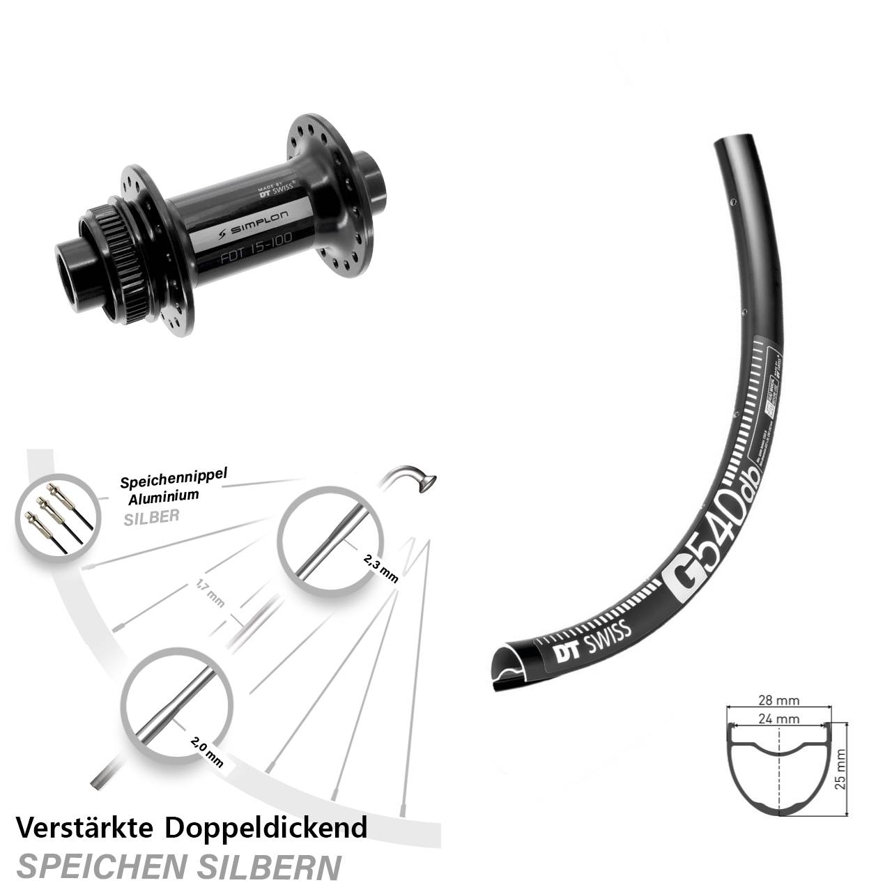 DT Swiss G 540-370 28-29 Zoll Centerlock Vorderrad 12x100