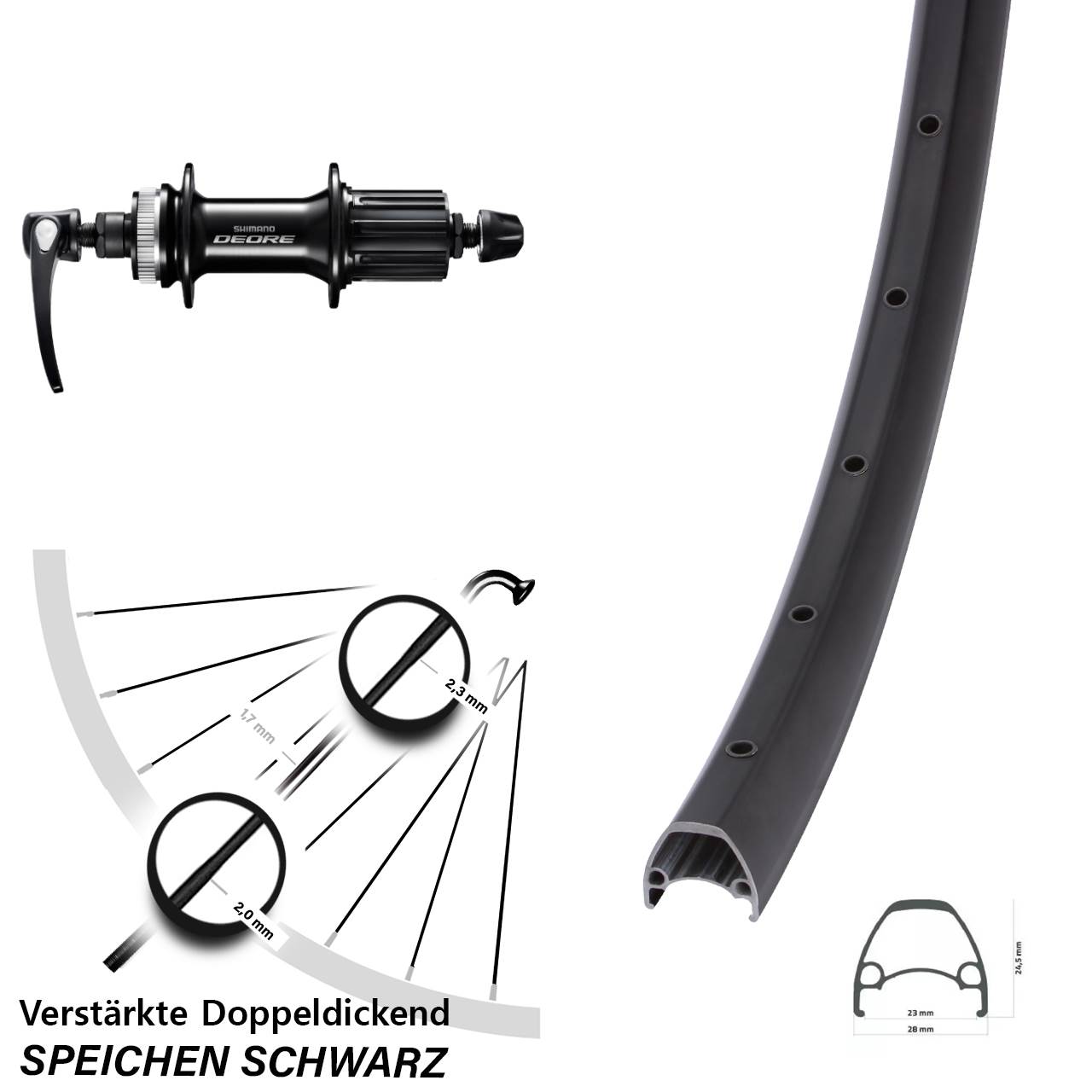 Ambrosio Sport Shimano Deore 28/29 Zoll Hinterrad Centerlock QR 8-11 fach HG