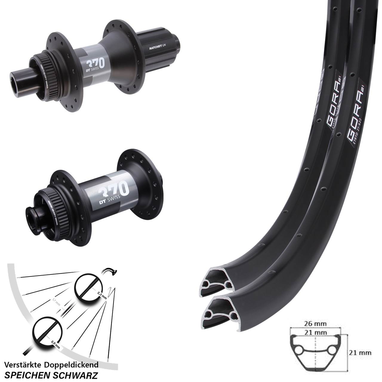 Laufradsatz 27,5 Zoll Ryde Rival 23 E-Bike KX-GS Nabe Steckachse 15x100 12x142 Mm 11 Fach Messingnippel Schwarz Laufradsatz 27,5 Zoll Ryde Rival 23 E-Bike KX-GS Nabe Steckachse 15x100 12x142 Mm 11 Fach Messingnippel Schwarz