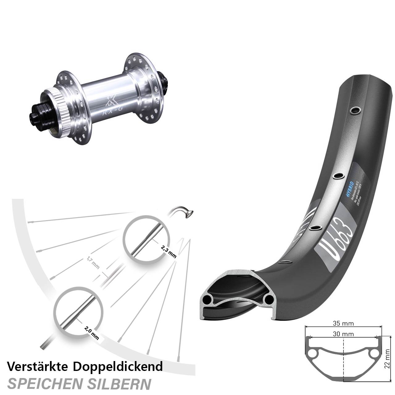 Disc Vorderrad für Schnellspanner 20 Zoll DT Swiss U663 KX-G
