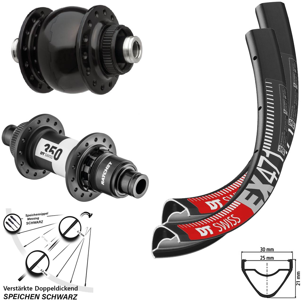 Centerlock Laufradsatz 12x100/142 29 Zoll DT Swiss EX471 350 SON 28 SRAM XD