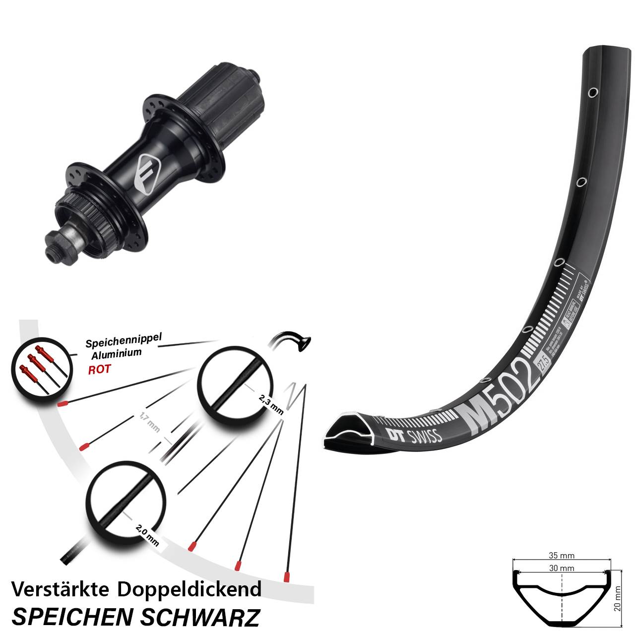 DT Swiss M 502 Formula CL52 29 Zoll Centerlock Hinterrad QR 8-11 fach HG