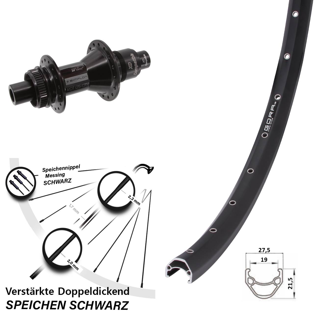 Disc Laufrad 12x142 27,5 Zoll Gora 19 DT Swiss 370 XD 11-12 fach