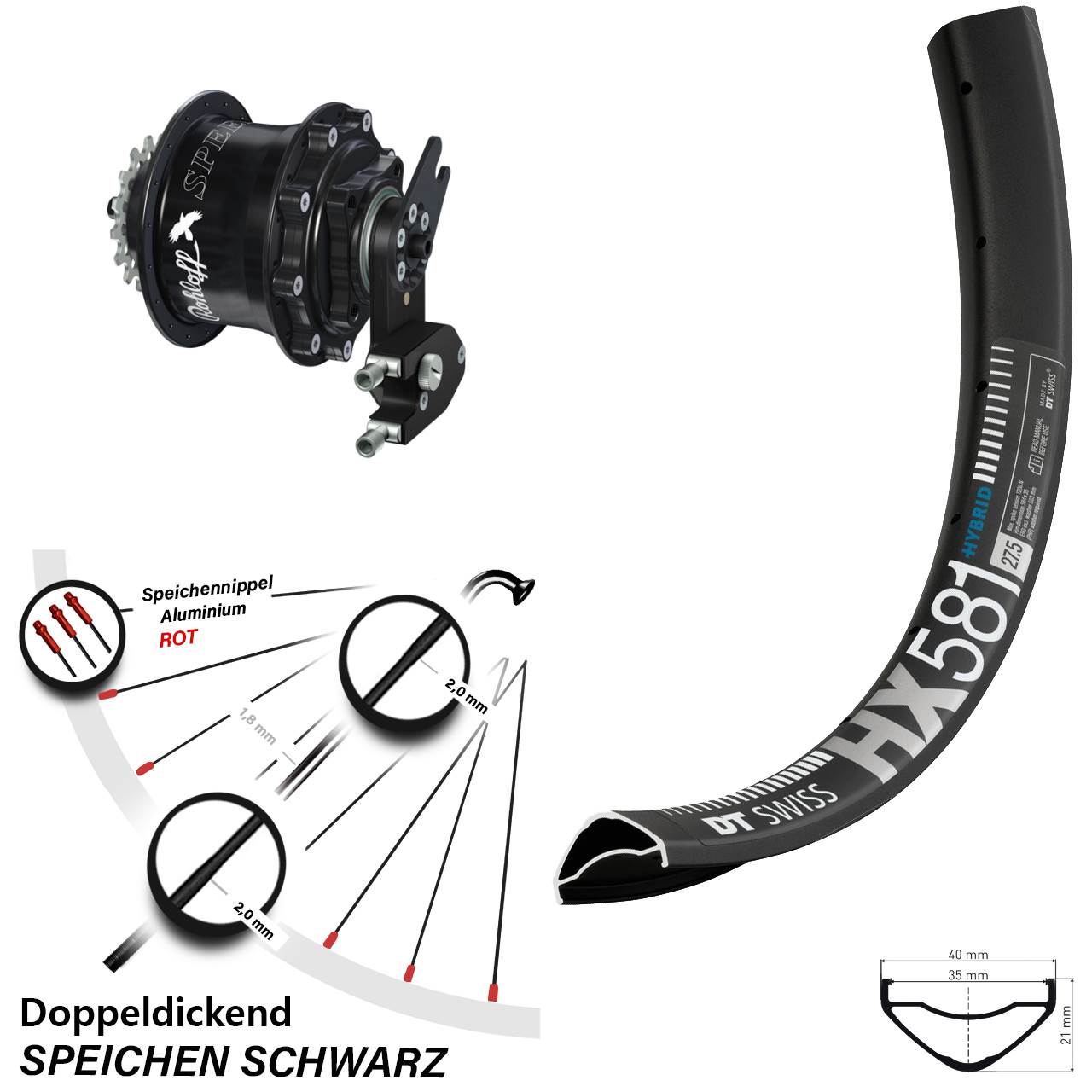 27,5 Zoll Laufrad Rohloff Speedhub CC OEM2 DT Swiss HX 581