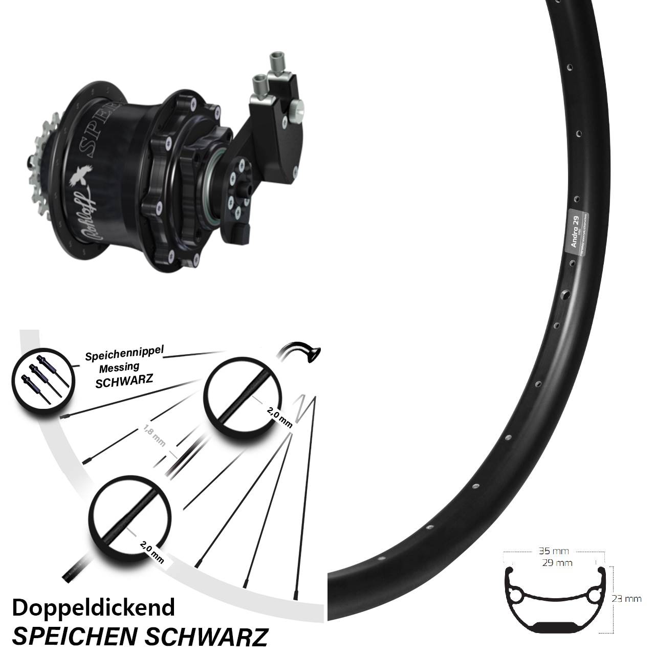 Ryde Andra 29 Rohloff Speedhub CC DB OEM 29 Zoll Disc Hinterrrad