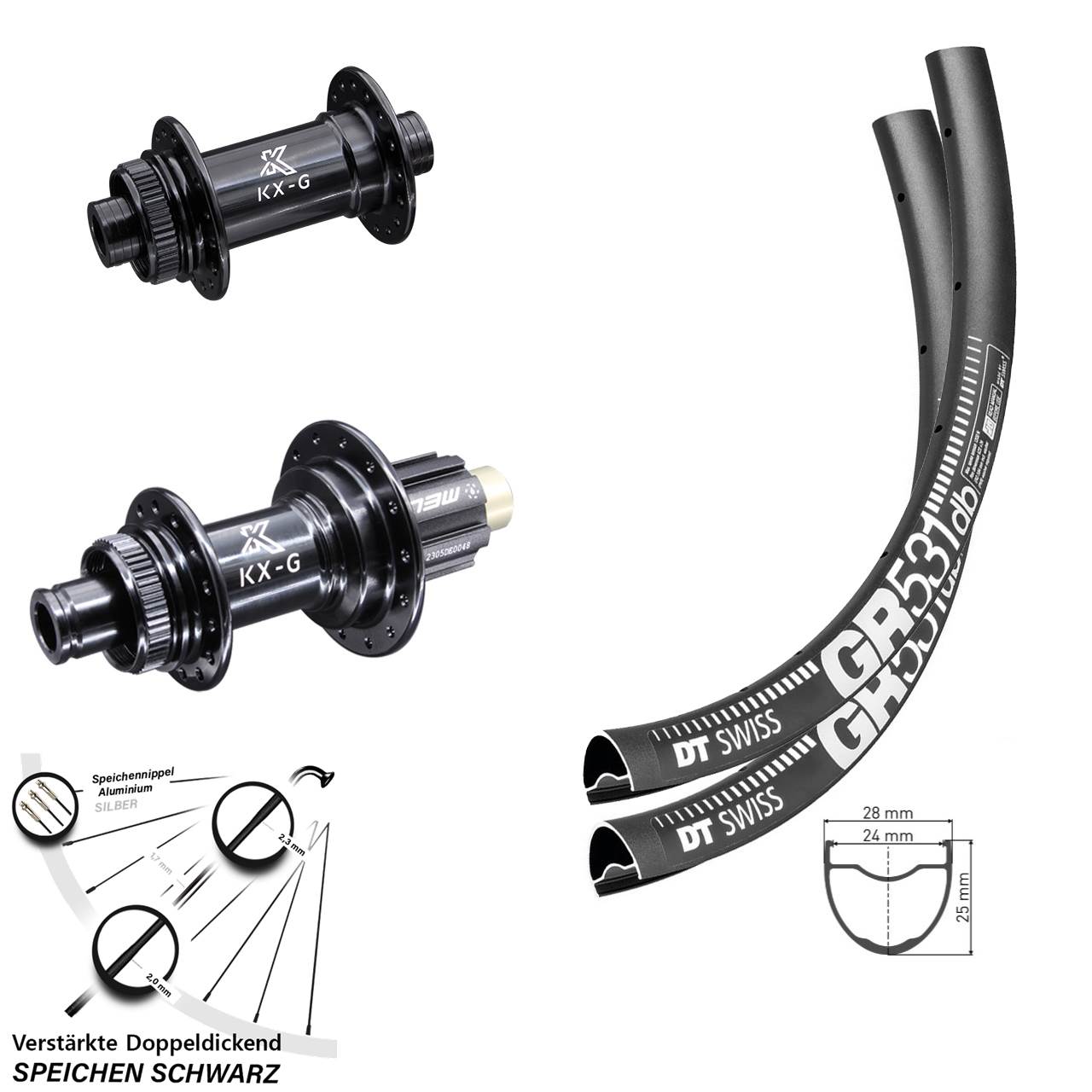 Centerlock Laufradsatz 29 Zoll DT Swiss GR531 KX-G Campagnolo N3W 15x100 12x142