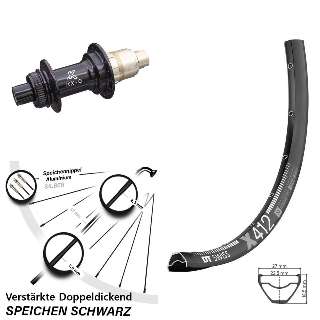 Centerlock Hinterrad 29 Zoll DT Swiss X 412 KX-G SRAM XDR 12x142