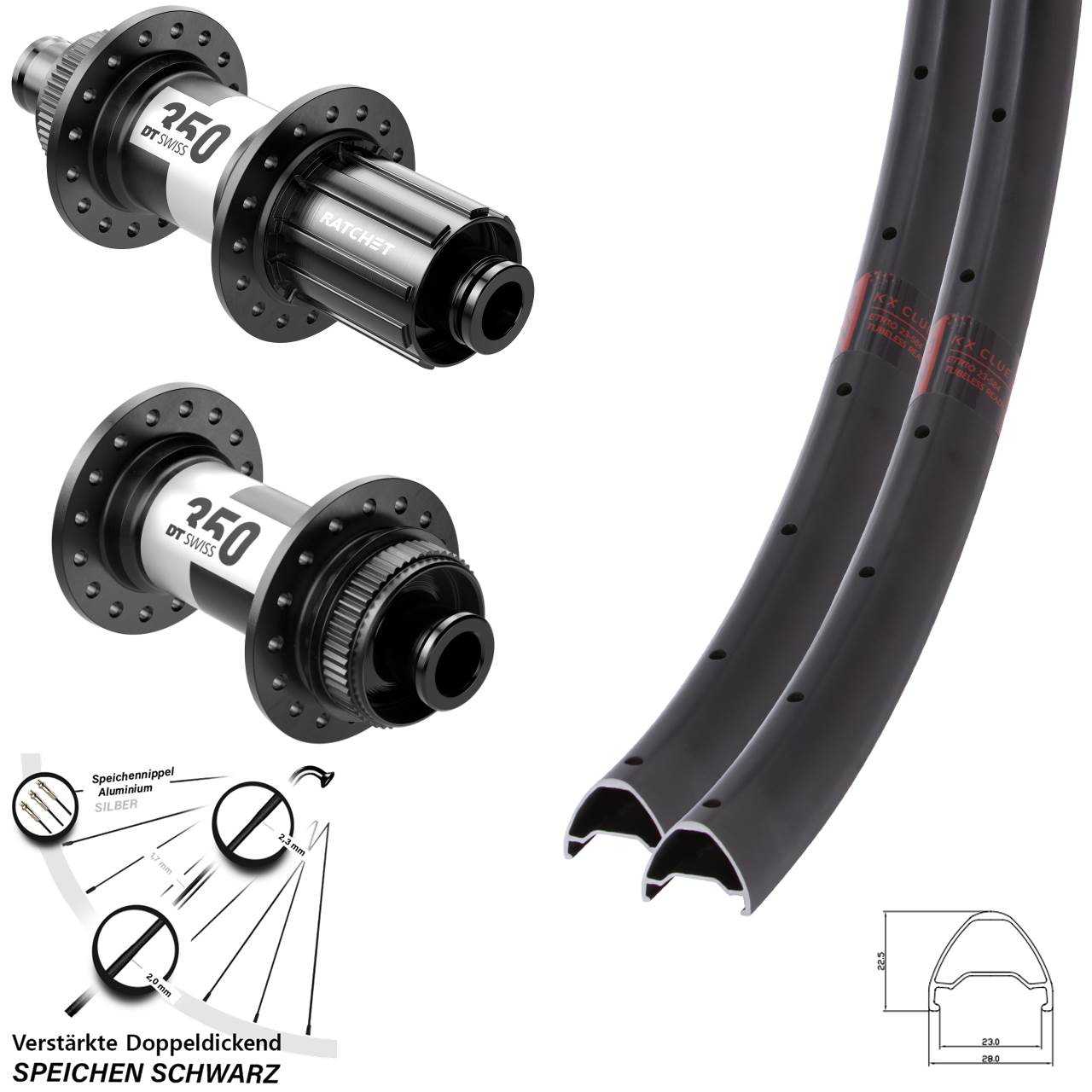 28 Zoll KX Clue DT Swiss 350 Road Centerlock Laufradsatz 12x100/142 11-12 fach HG