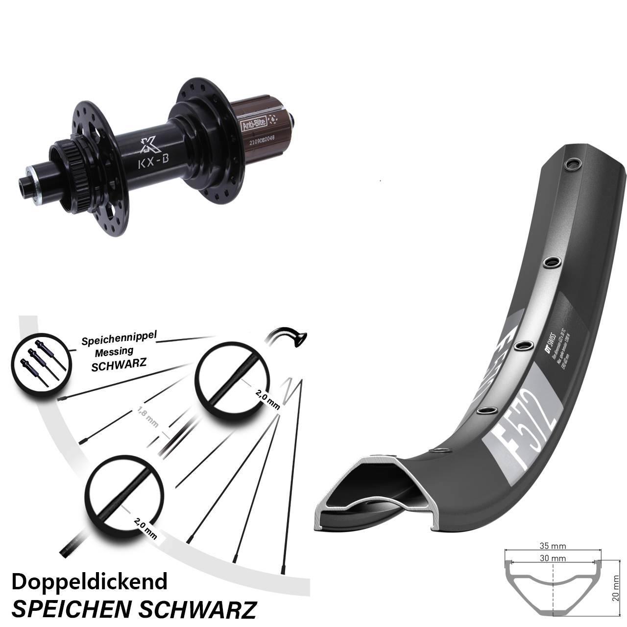 29 Zoll DT Swiss F572 KX-B Boost Disc Laufrad QR Boost 8-12 fach