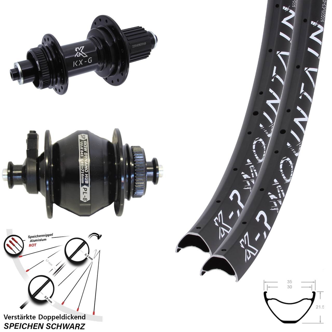 Disc Laufradsatz 27,5 Zoll KX-GSR Mountain verstärkt SP PL-8 Shimano Micro Spline QR