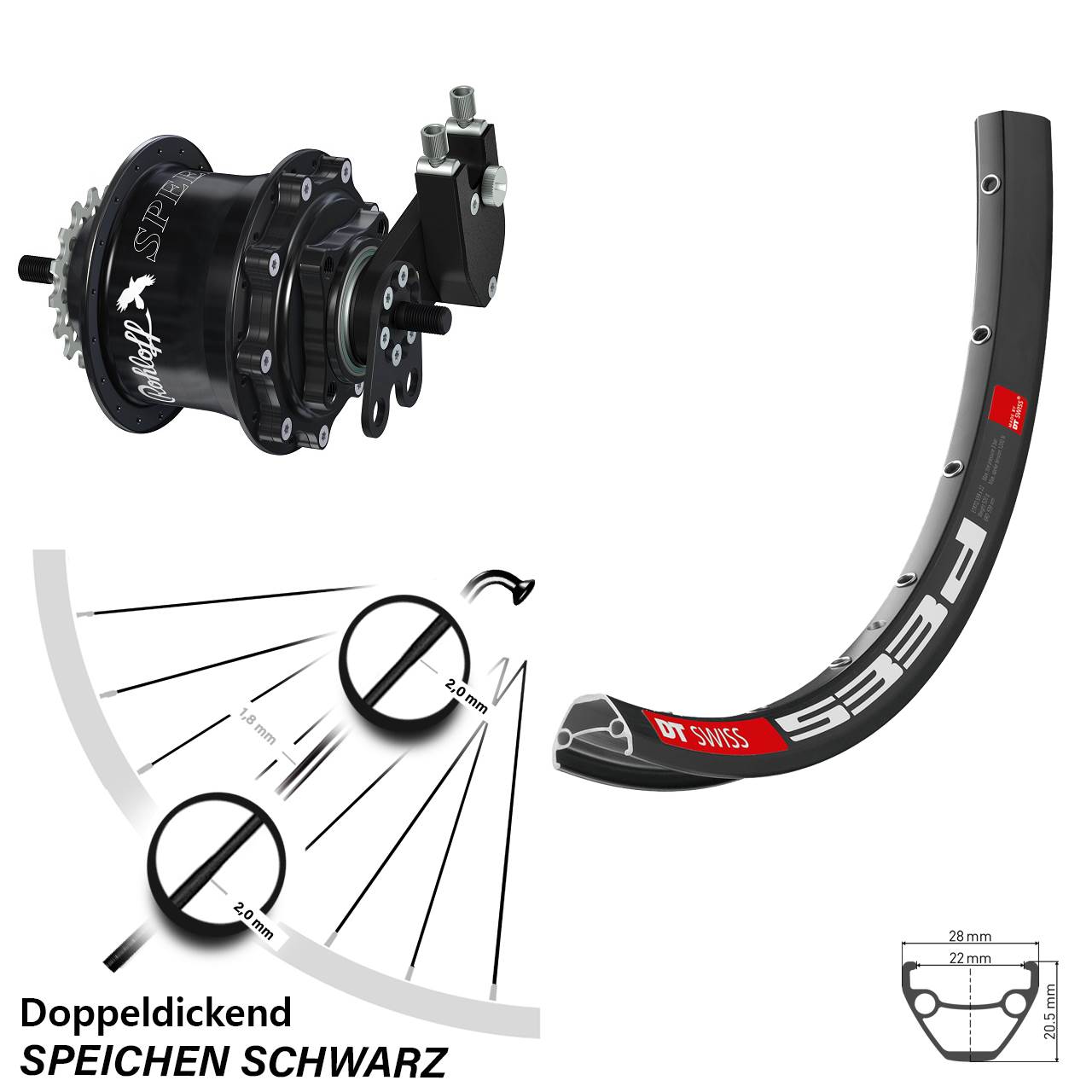 Hinterrad 27,5 Zoll DT Swiss 533D Disc Rohloff Speedhub 500/14 TS DB Tandem schwarz