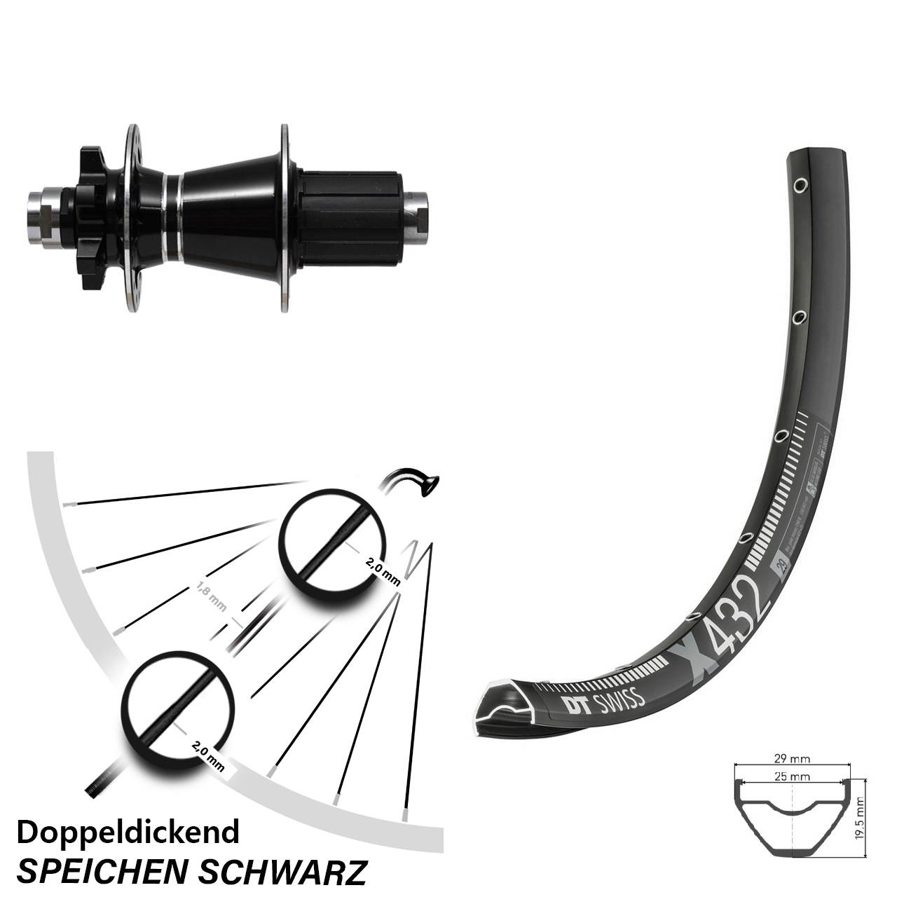 Hinterrad 6-Loch 29 Zoll DT Swiss X 432 Formula GDC-1528 8-11 fach HG 12x142