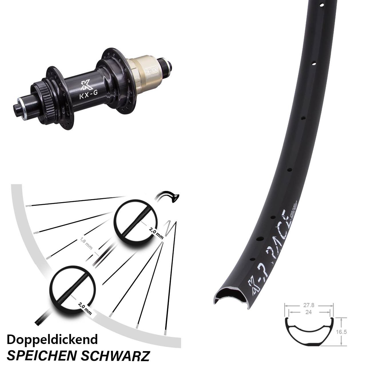 28-29 Zoll KX-GR Race XD-R Hinterrad Centerlock für Schnellspanner