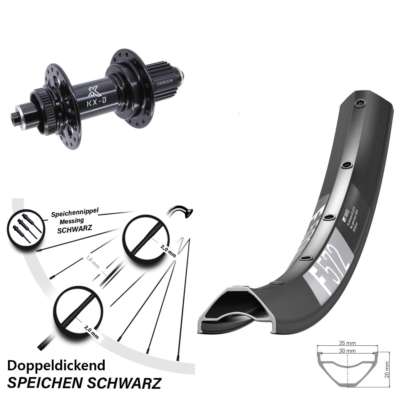 Laufrad 29 Zoll DT Swiss F 572 KX-B Centerlock 5x141 Boost Micro Spline