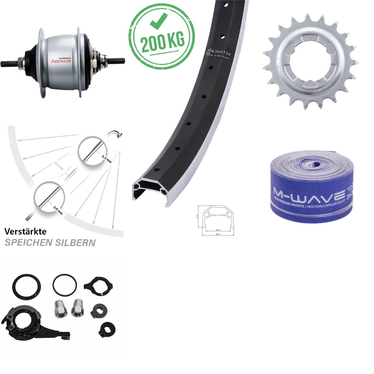 26 Zoll KX Industry Shimano Nexus 8 Gang Hinterrad mit Freilauf