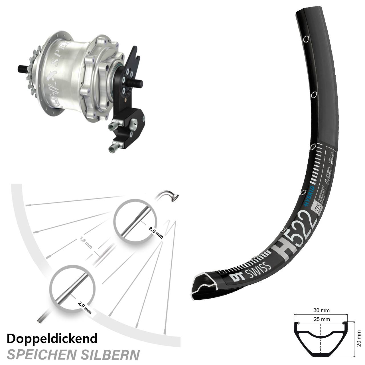 DT Swiss H522 Rohloff Speedhub TS DB OEM2 29 Zoll Disc Laufrad