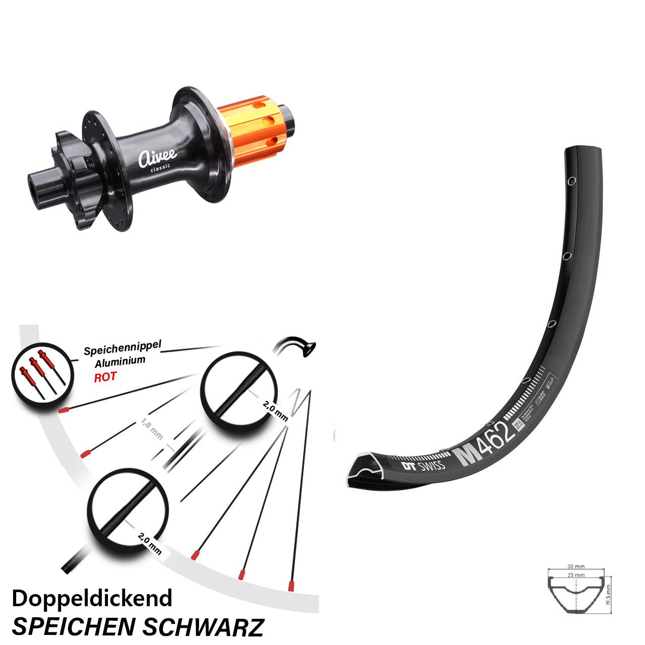 650B DT Swiss M462 Aivee Boost Disc Hinterrad 12x148 Boost 8-12 fach HG