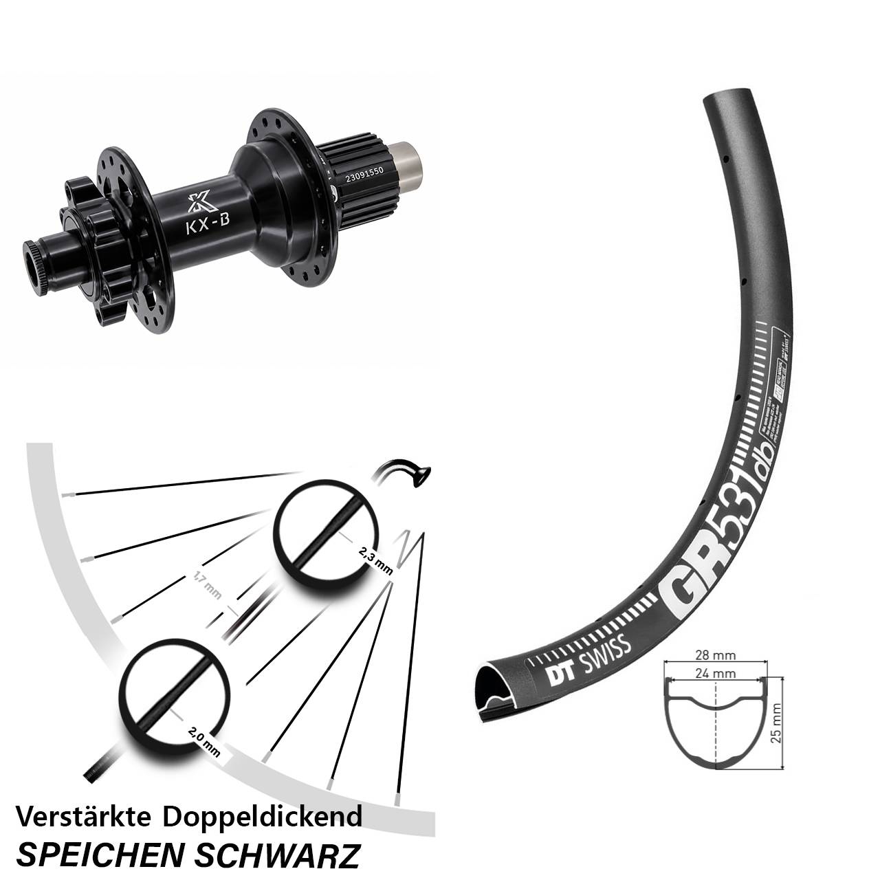 DT Swiss GR 531 KX-B 28-29 Zoll Disc Laufrad 12x148 Micro Spline