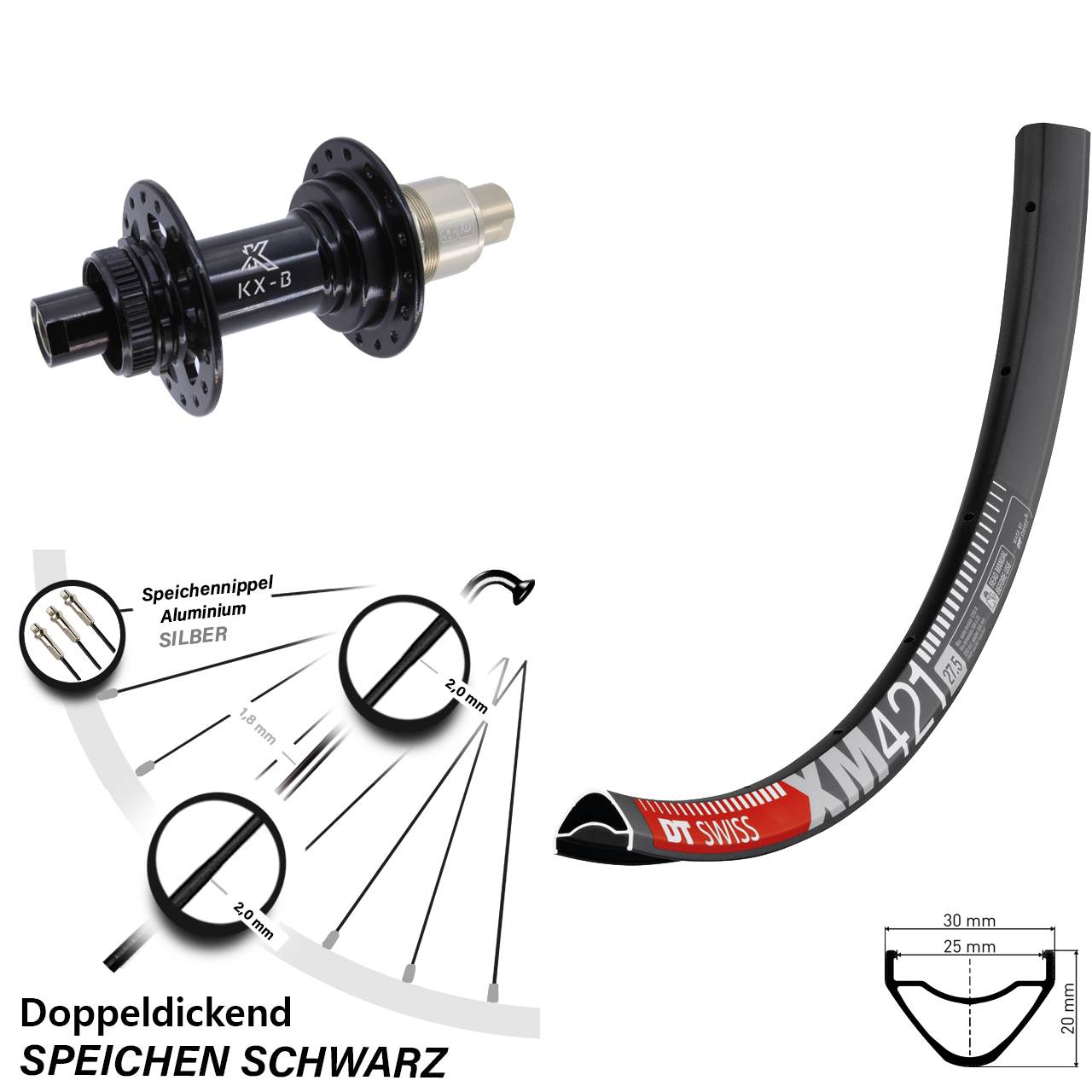 Disc 29 Zoll Laufrad DT Swiss XM421 KX-B XD 12x148 Boost