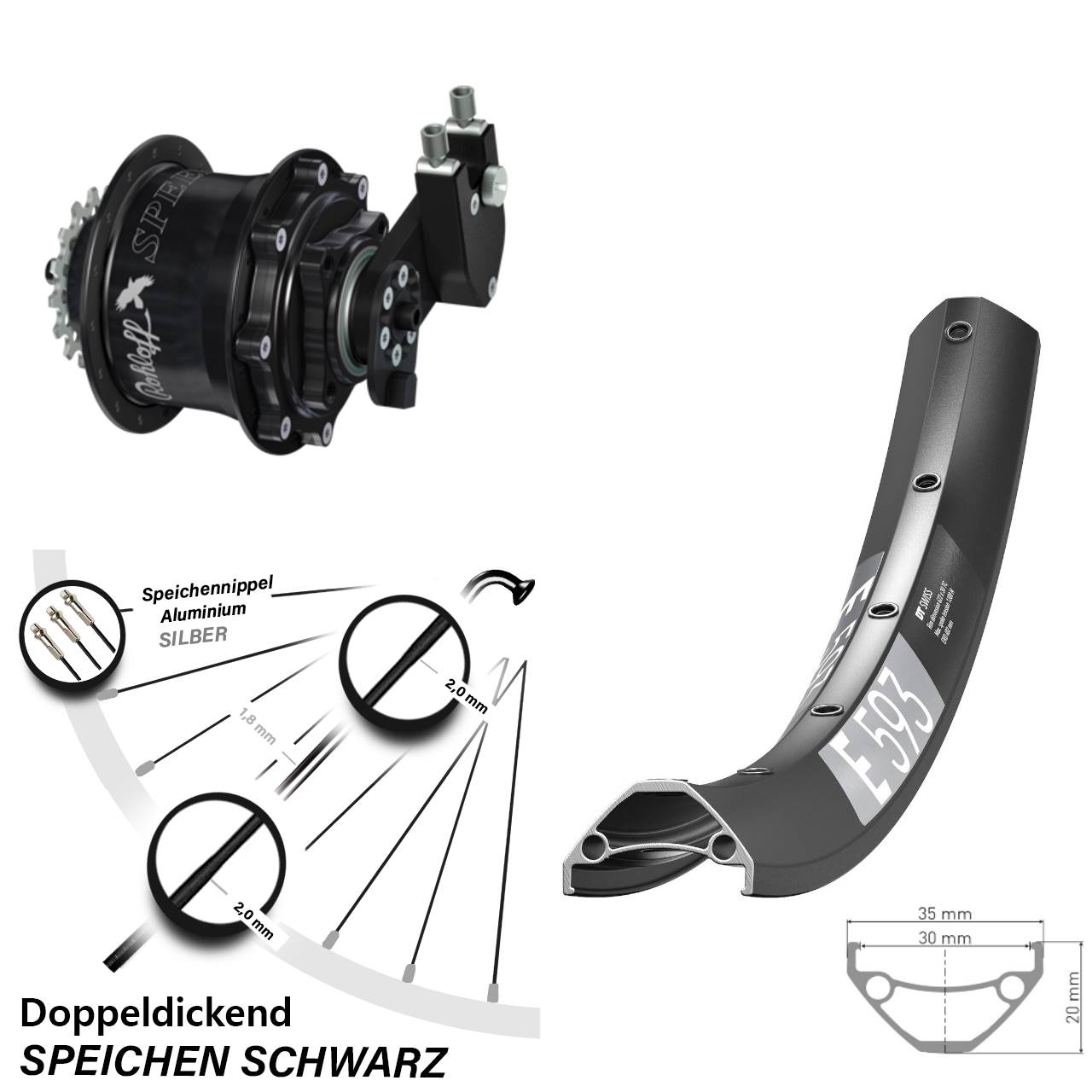 29 Zoll DT Swiss E 593 Rohloff CC DB OEM Tandem