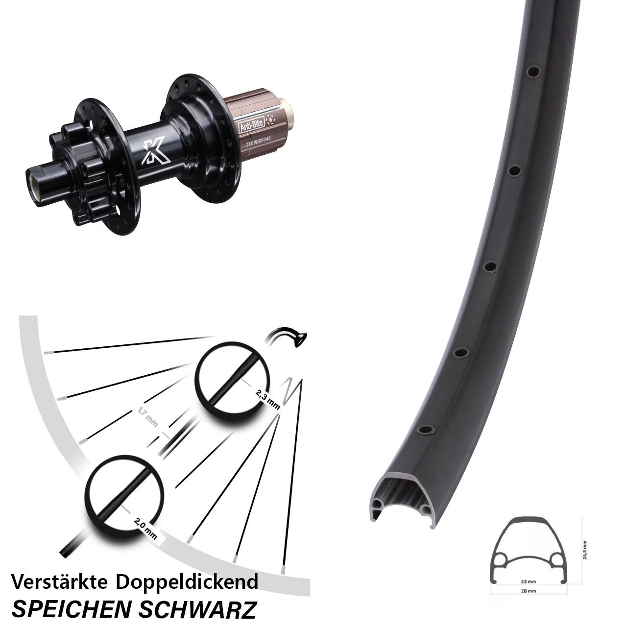 Hinterrad 6-Loch 28-29 Zoll Ambrosio Sport KX-M 8-12 fach 12x142