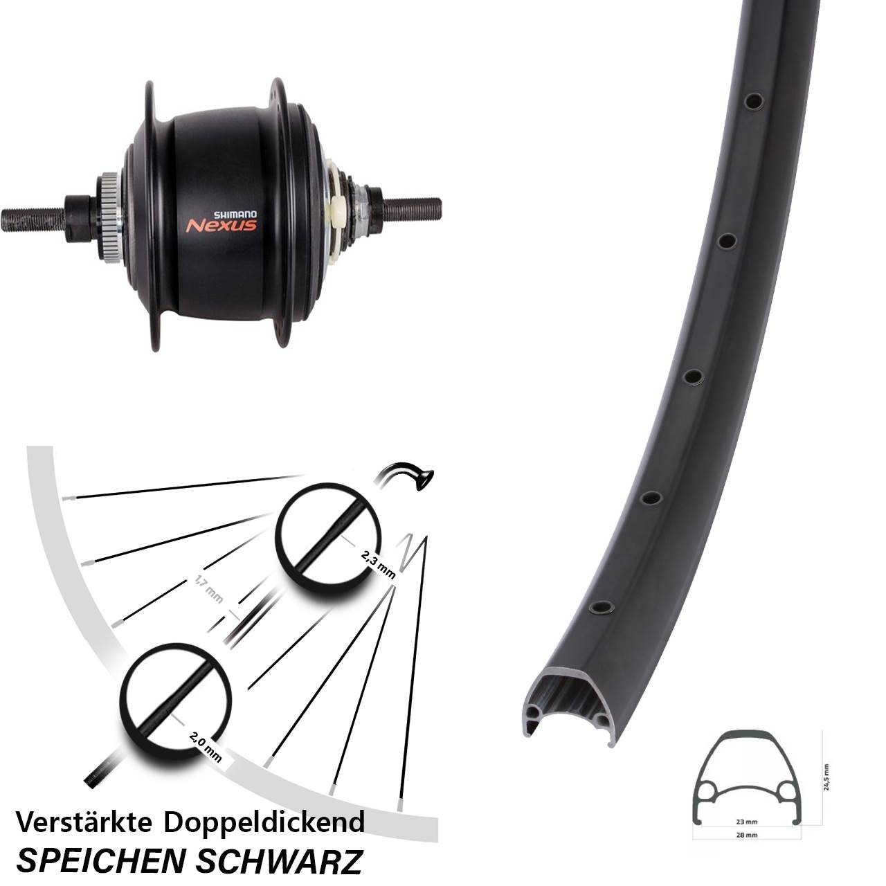 28-29 Zoll Ambrosio Sport Disc 8-Gang Hinterrad