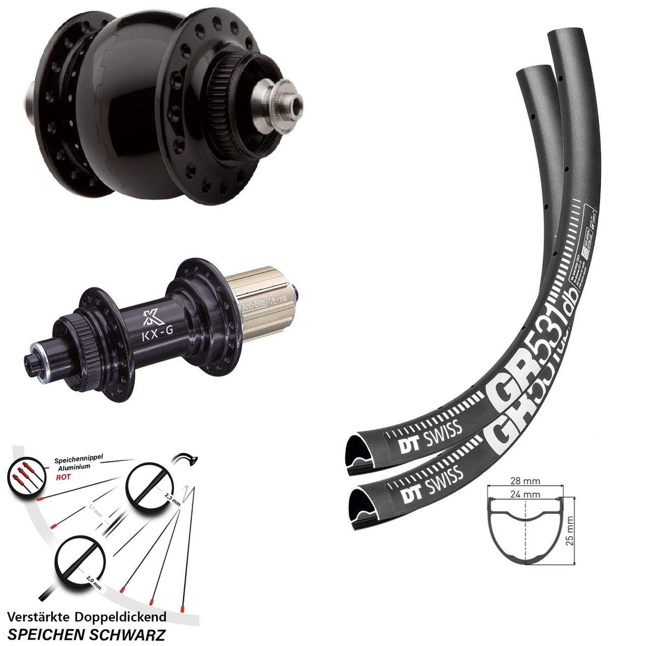 Laufradsatz Centerlock QR 28-29 Zoll DT Swiss GR 531 KX-G SON delux 8-12 fach HG