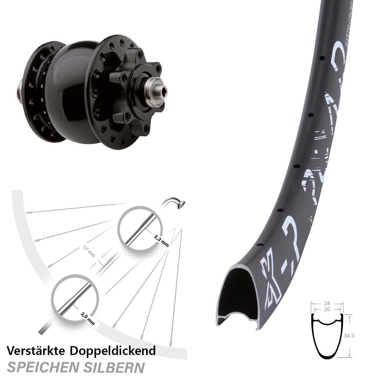 SON 28 KX-R Road 29 Zoll Disc Vorderrad mit Nabendynamo für Schnellspanner