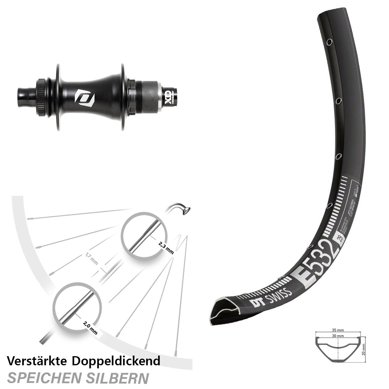 DT Swiss E 532 Syncros SRAM XD Boost 29 Zoll Hinterrad Centerlock 12x148