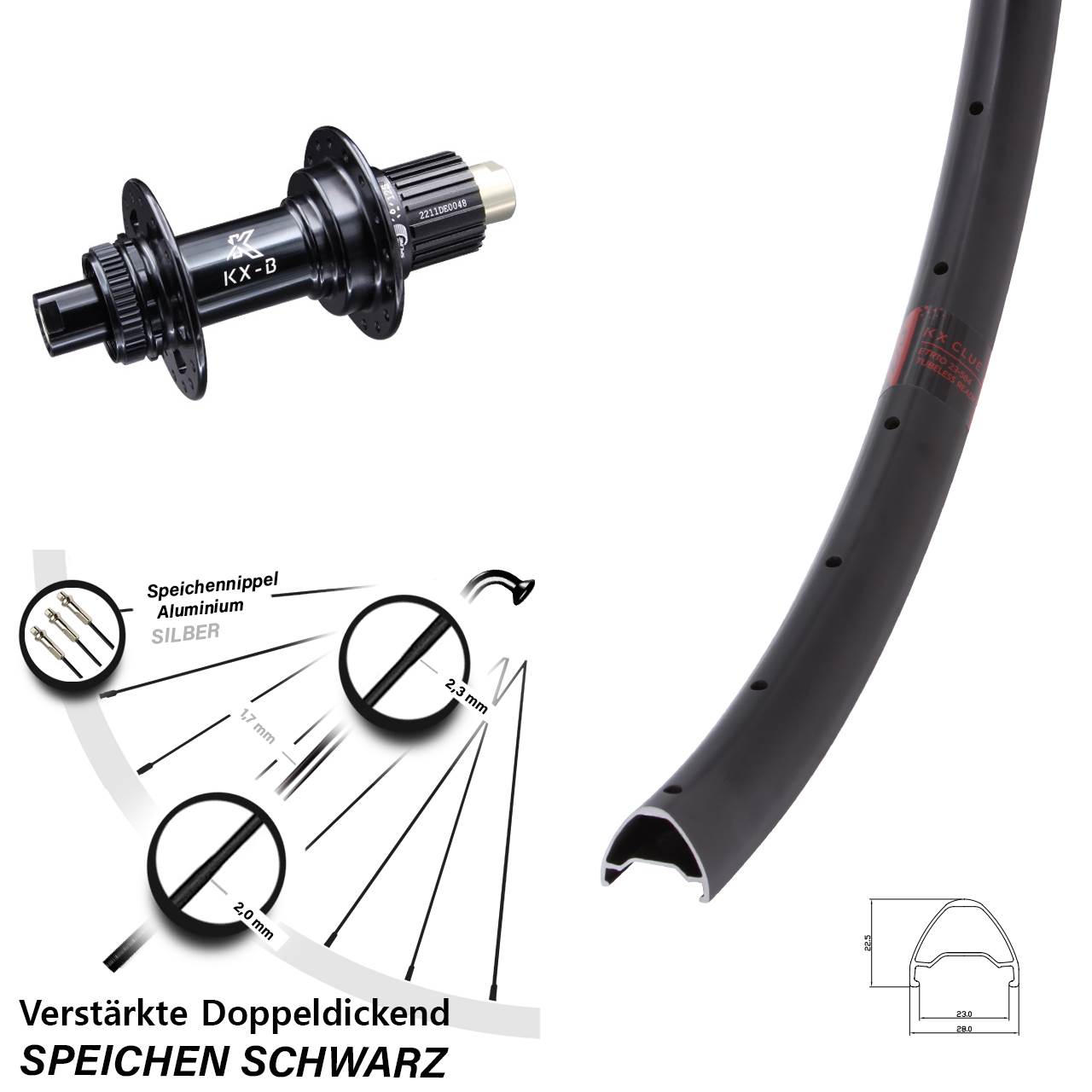 KX Clue verstärkt 28 Zoll Hinterrad Centerlock 12x148 Boost Micro Spline