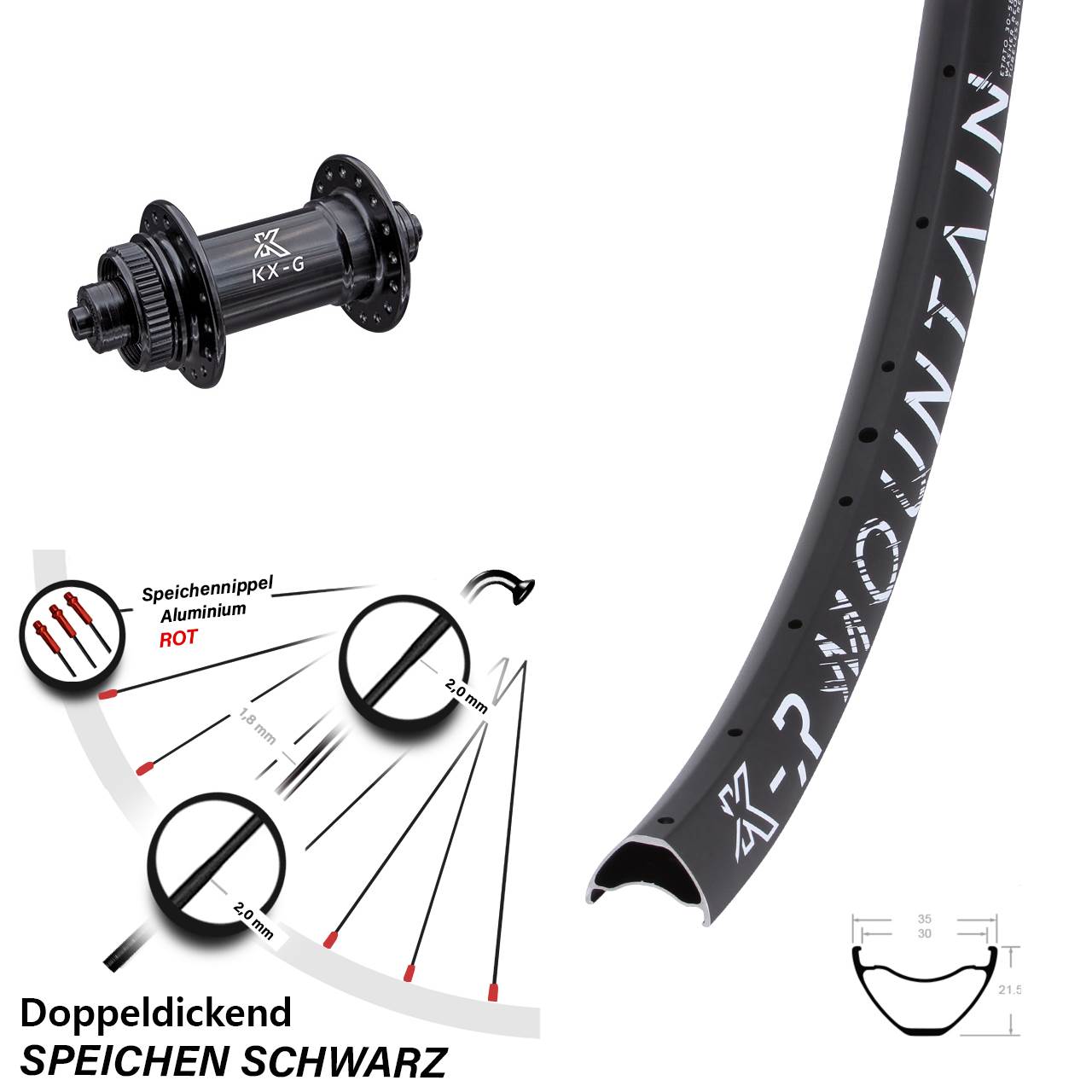 27,5 Zoll KX-GR Mountain Disc Laufrad für Schnellspanner