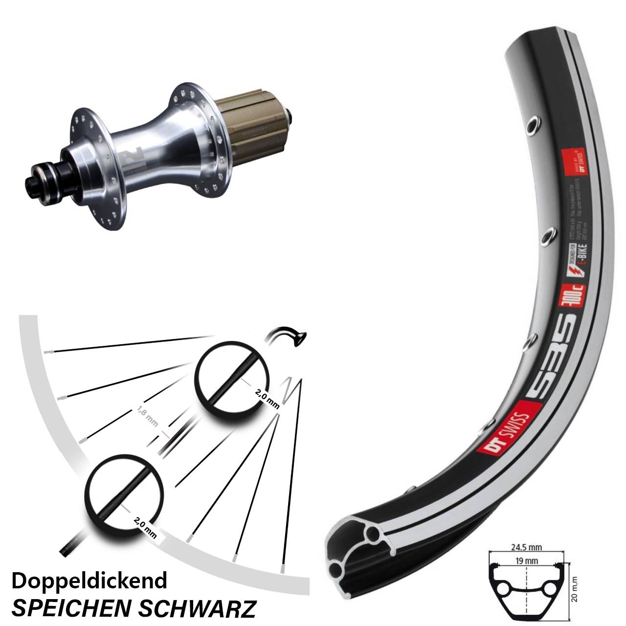 DT Swiss 535 Novatec F162 26 Zoll Hinterrad QR 8-12 fach HG