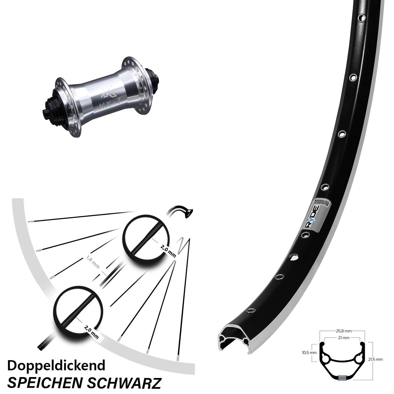 KX-T silbern Ryde ZAC 421 Laufrad 28 Zoll