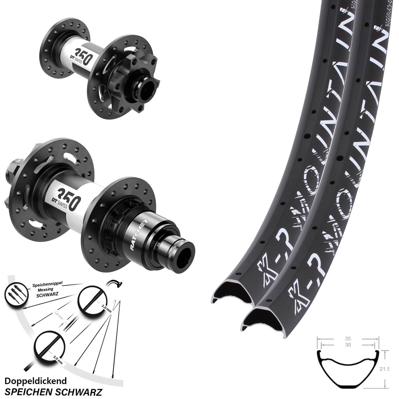 29 Zoll KX-R Mountain DT Swiss 350 Ratchet 36 Disc Laufradsatz 15x100 12x142 XD