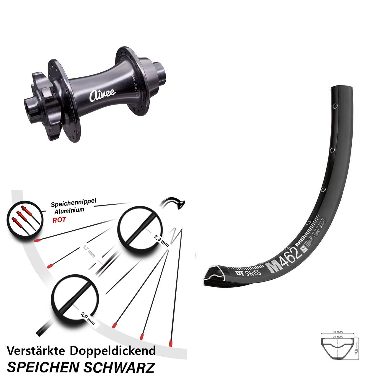Disc Laufrad 650B DT Swiss M462 Aivee Classic 15x110 Boost