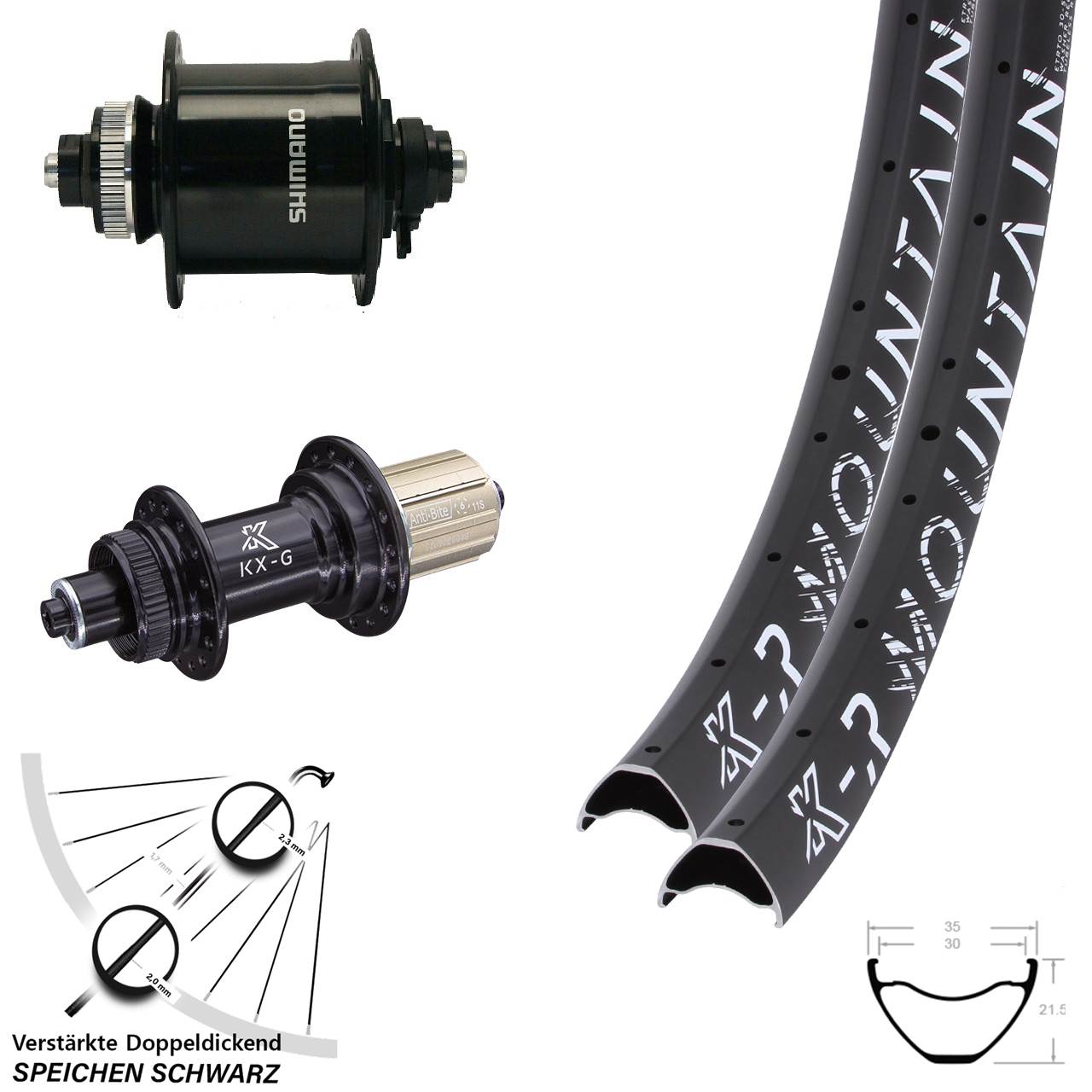 27,5/29 Zoll KX-GR Mountain Shimano DH-UR700 Disc Laufradsatz für Schnellspanner 8-12 fach