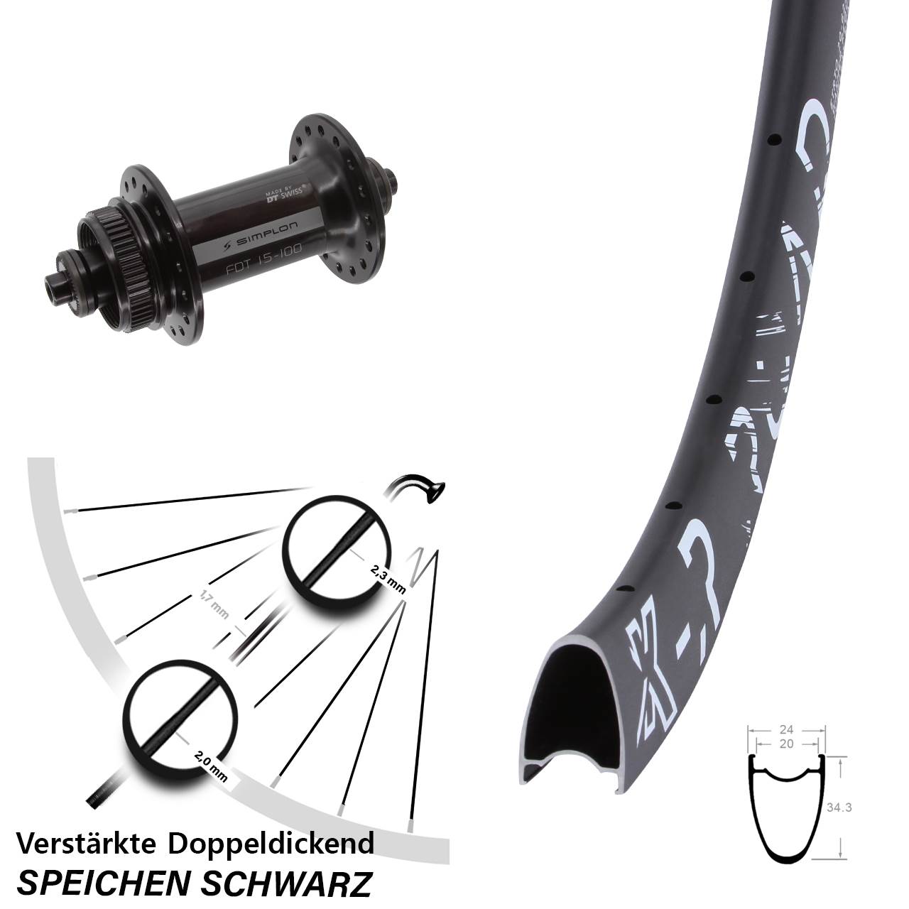 Centerlock Vorderrad 28 Zoll KX-R Road DT Swiss 370 für Schnellspanner
