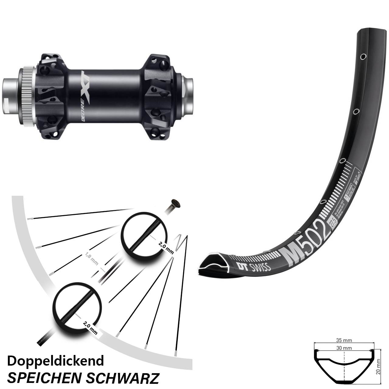DT Swiss M 502 Vorderrad 29 Zoll Shimano HB-M8110-B Boost