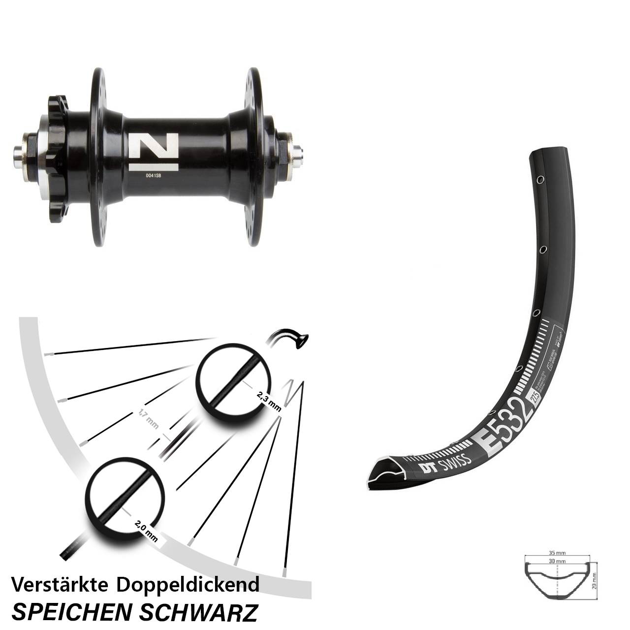 DT Swiss E532 Novatec D-041 27,5 Zoll Disc Laufrad für Schnellspanner