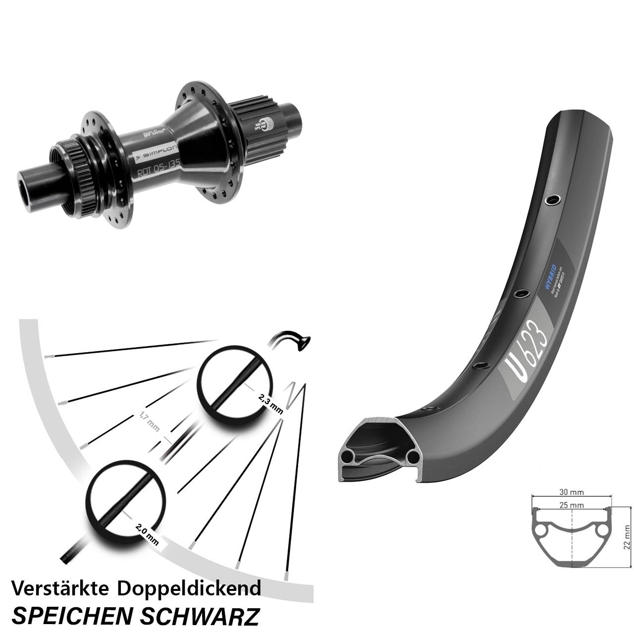 DT Swiss U 623-370 Hybrid 29 Zoll Disc Hinterrad 12x142 Micro Spline