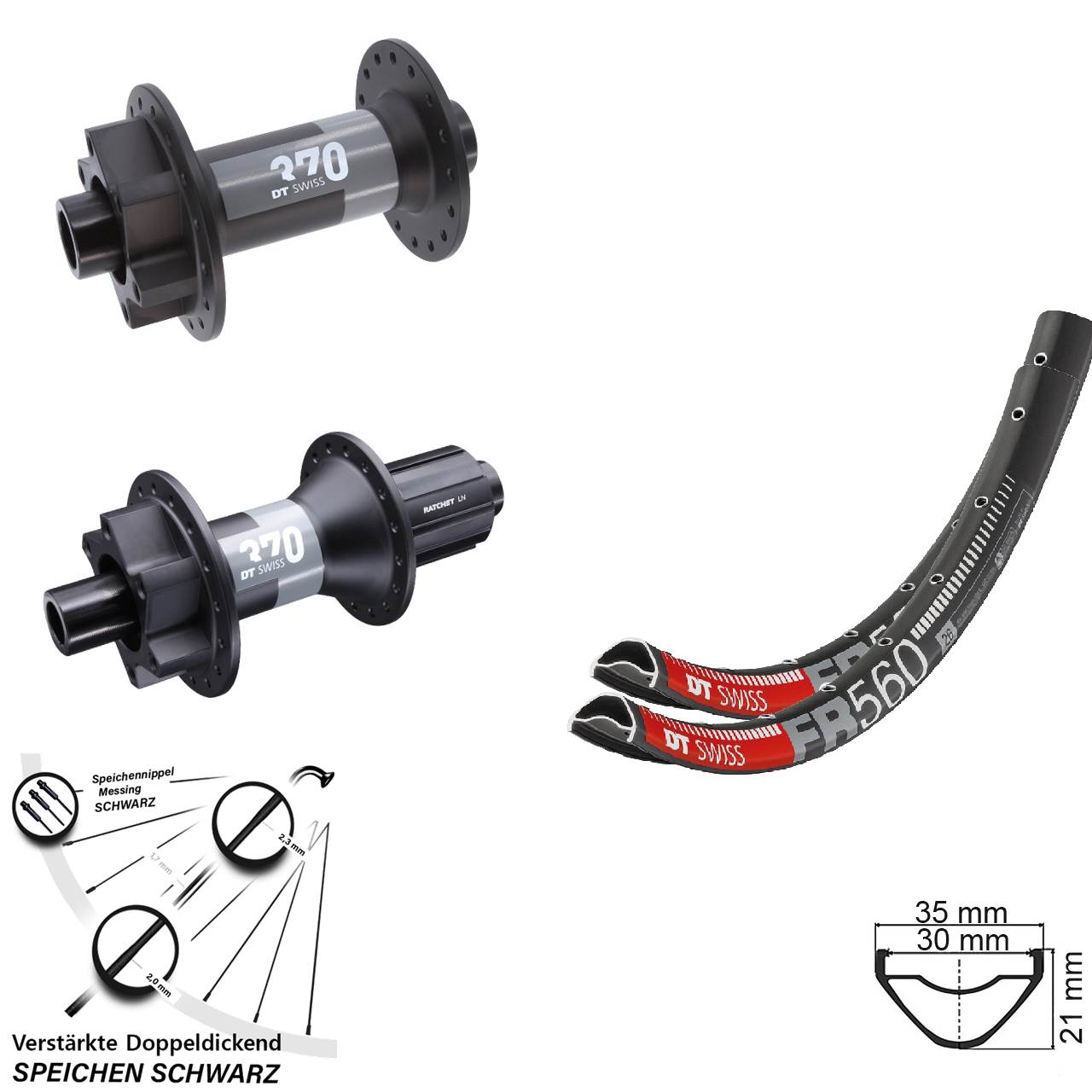 Laufradsatz 6-Loch 26 Zoll DT Swiss FR 560-370 8-11 fach HG 15x110 12x148