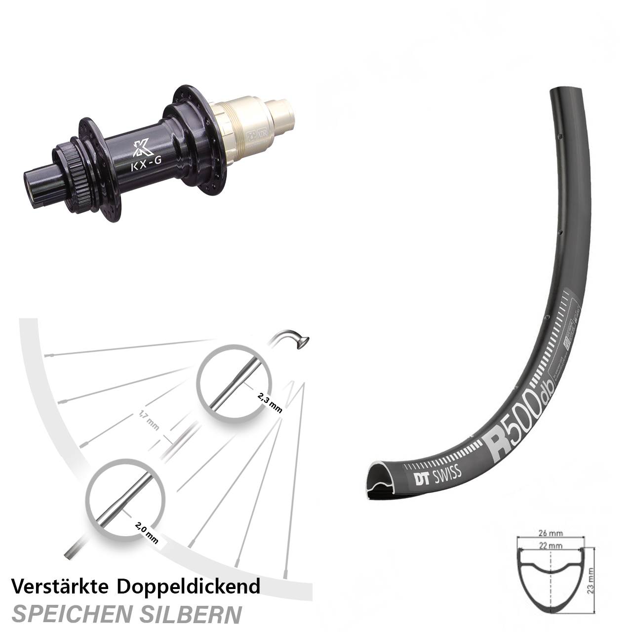 Hinterrad Centerlock 12x142 29 Zoll DT Swiss R500 KX-G XDR 11-12 fach