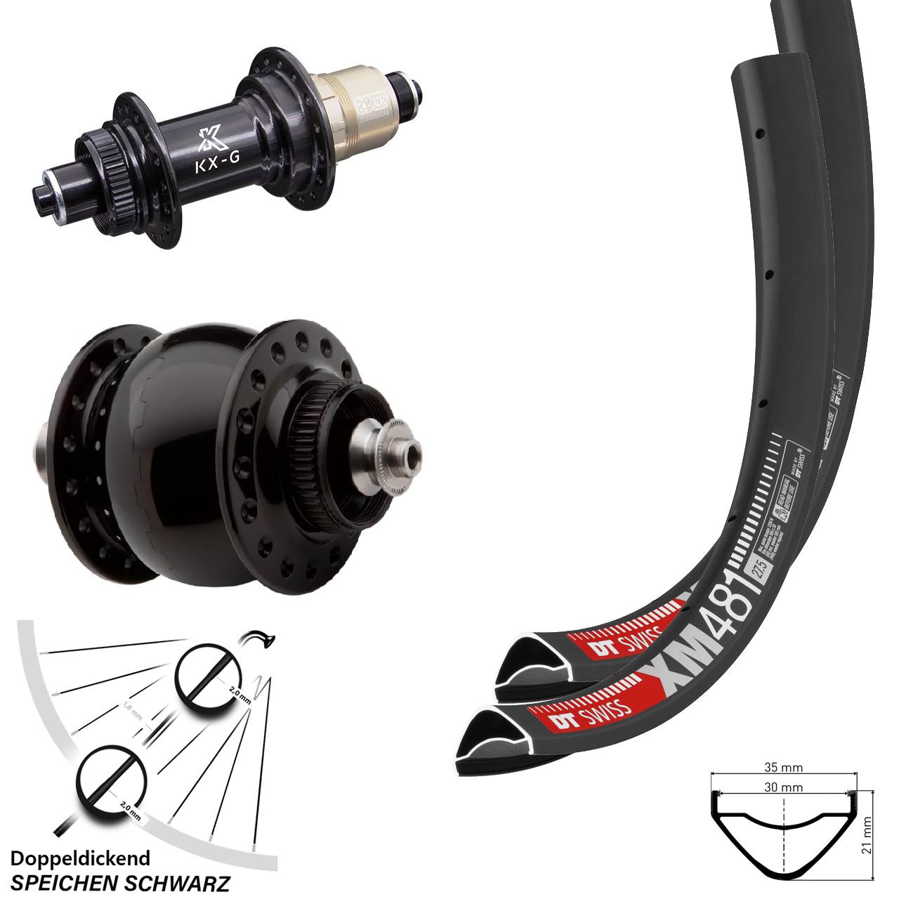 Disc Laufradsatz 27,5 Zoll DT Swiss XM 481 KX-G SONdelux QR XDR