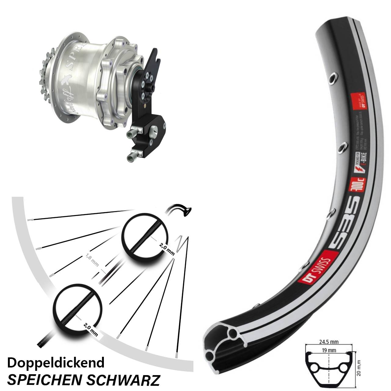 26 Zoll Hinterrad Rohloff Speedhub CC OEM2 DB DT Swiss 535