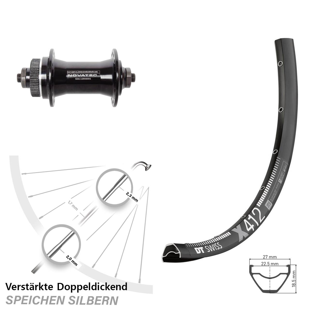 DT Swiss X 412 Novatec D471 28 Zoll Disc Vorderrad QR