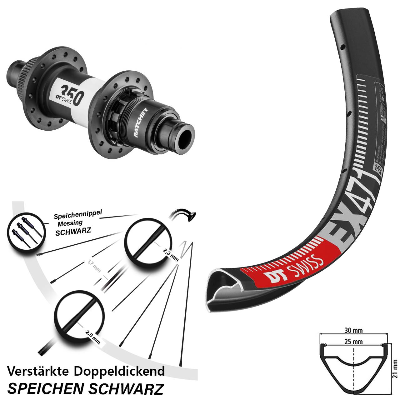 Disc Laufrad 27,5 Zoll DT Swiss EX471-350 SRAM XDR 12x142