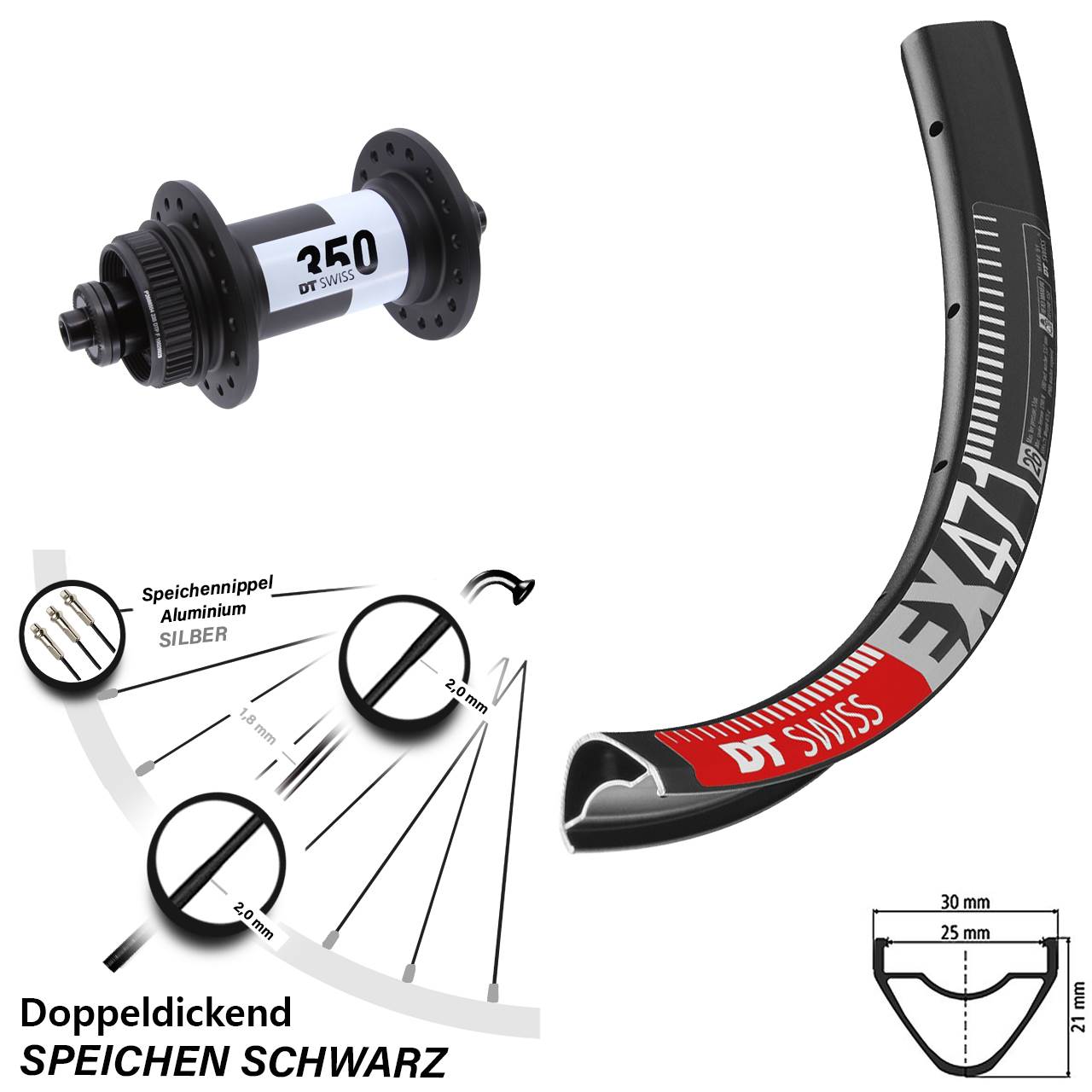 Disc Vorderrad für Schnellspanner 29 Zoll DT Swiss EX 471-350