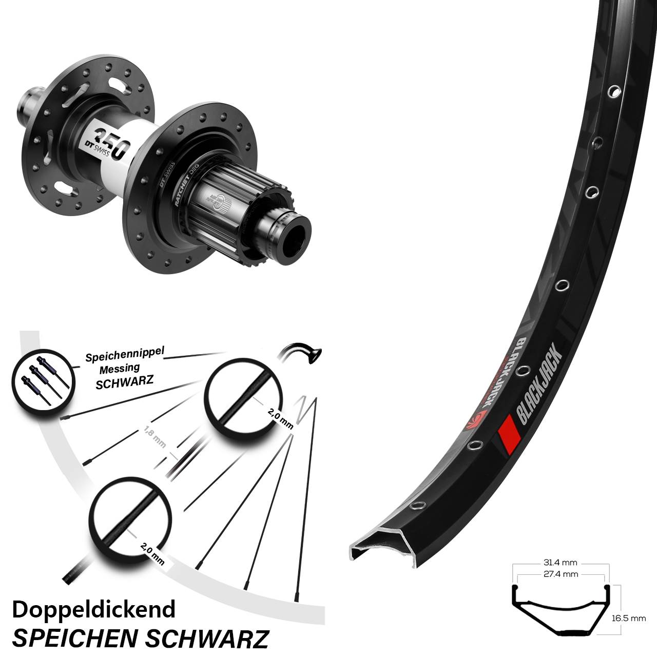 Rodi Ready 27 DT Swiss 350 DEG72 27,5 Zoll Disc Hinterrad 12x148 Boost Micro Spline