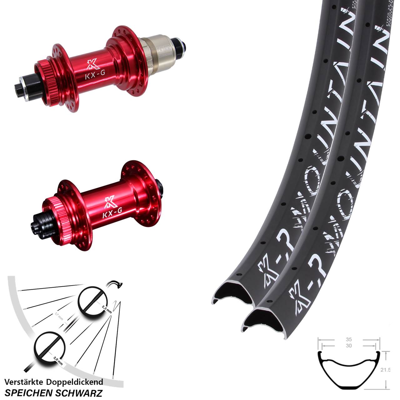 27,5 Zoll KX-GR Mountain rot Disc Laufrad-Satz für Schnellspanner XDR 11-12 fach