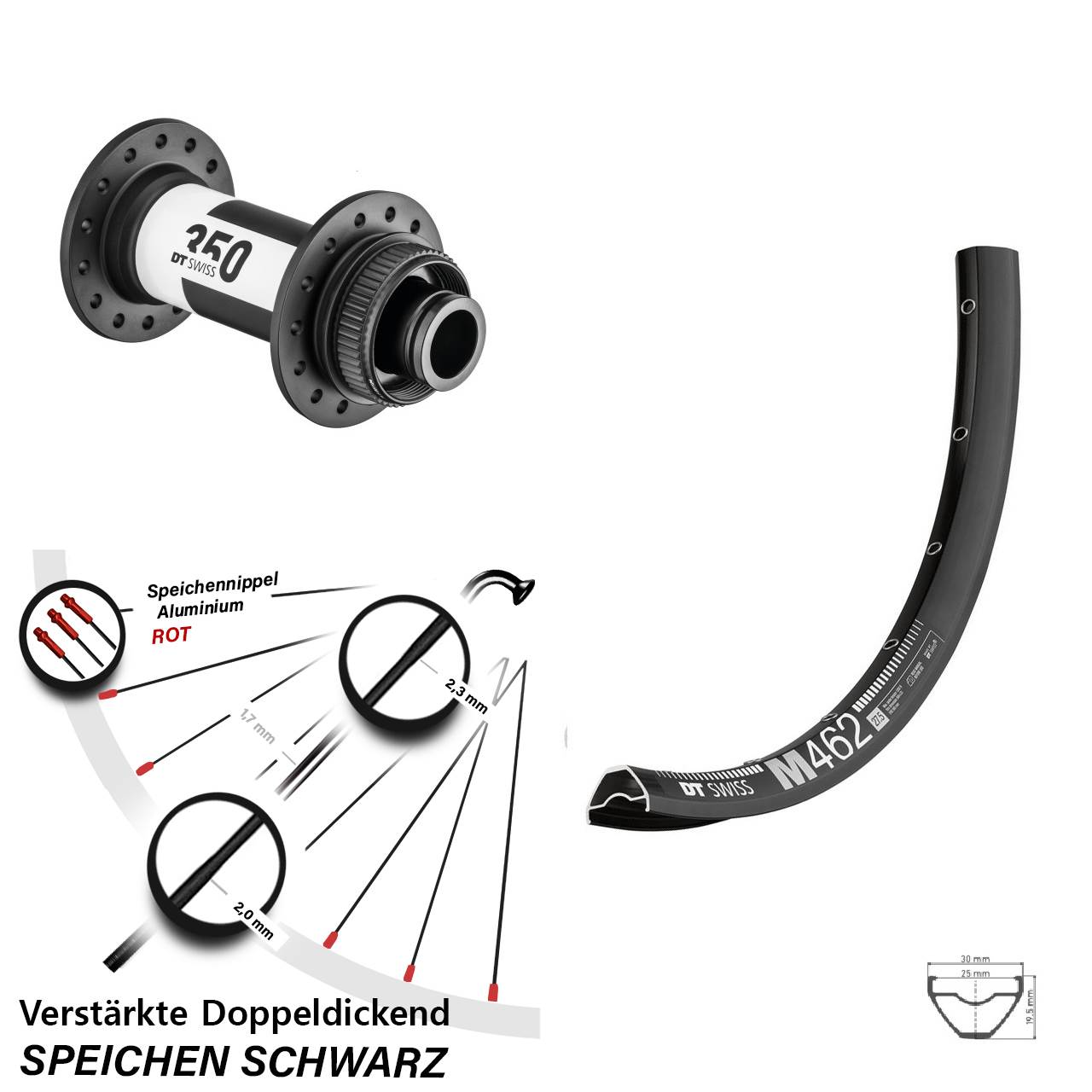 Disc Laufrad 27,5 Zoll DT Swiss M462-350 15x110 Boost